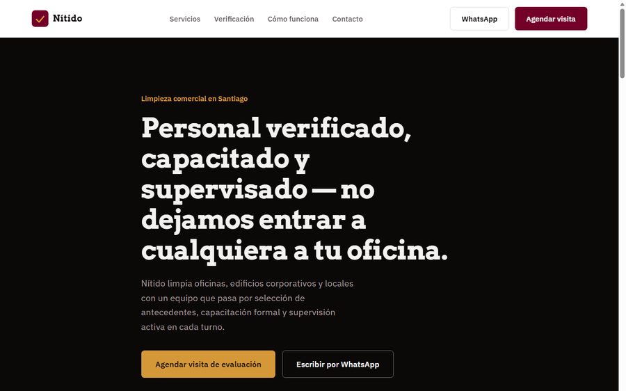 Vista previa del sitio web de Nítido